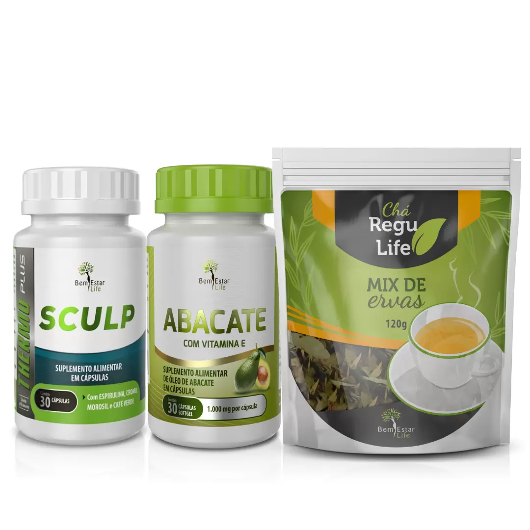 NOVO SCULP THERMO- MOROSIL E CAFÉ VERDE + CHÁ REGU LIFE 120G + ABACATE 30 CAPS