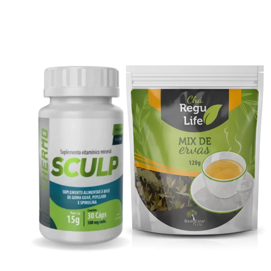 SCULP THERMO (EMAGRECEDOR) + CHÁ REGU LIFE 120 G