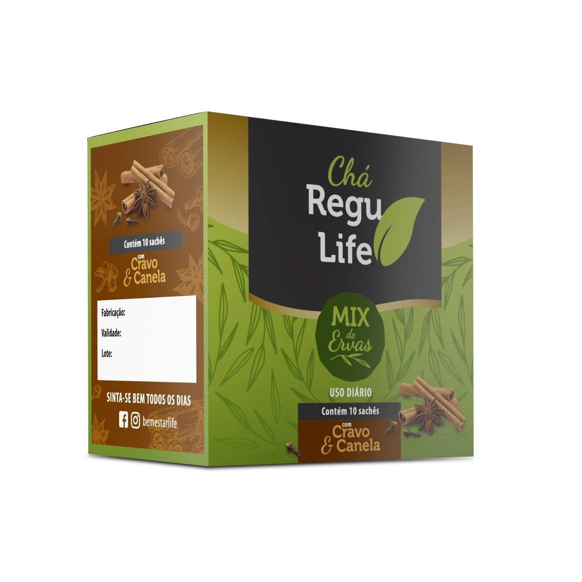 CHÁ REGU LIFE - 10 SACHET SABOR CRAVO E CANELA